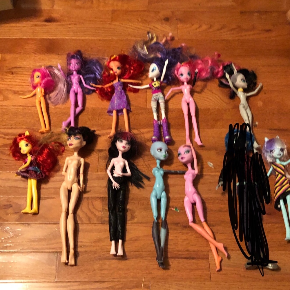 Lot of 12 Monster High And My Little Pony Dolls